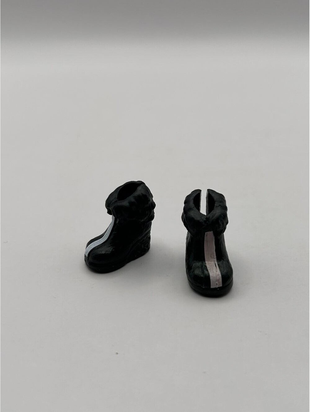 Unbranded Black White Stripe Wedge Boots Pair Doll Shoes